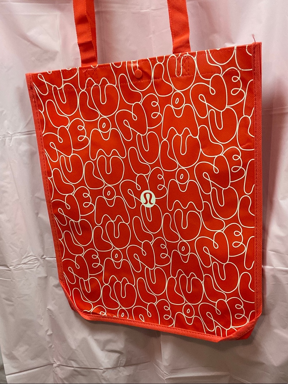 Large lululemon athletica Orange Tote with White Line Pattern